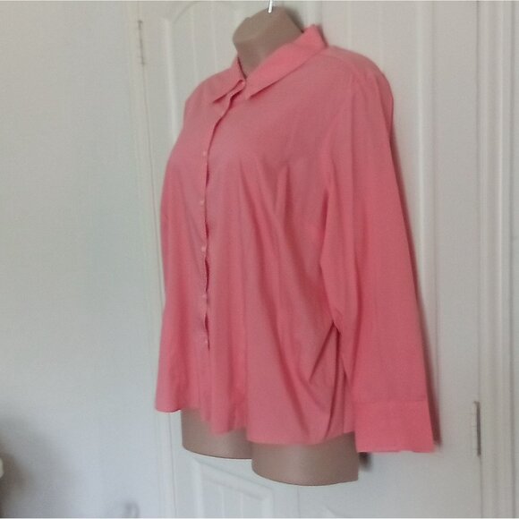 George Woman Stretch Pink Button-Up Long Sleeve Shirt - Picture 2 of 7
